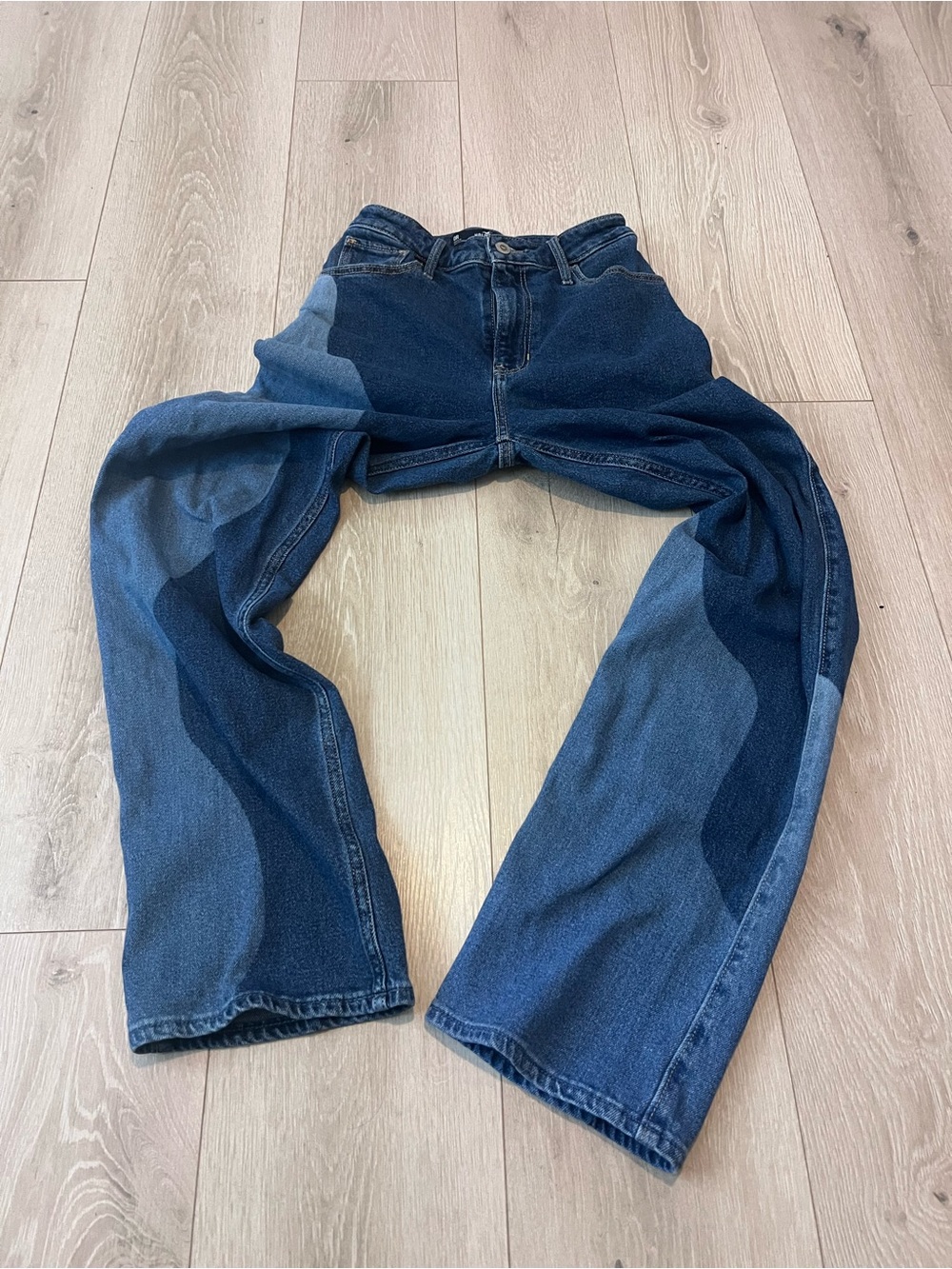 Hollister Two-Tone Blue Patchwork Relaxed Jeans